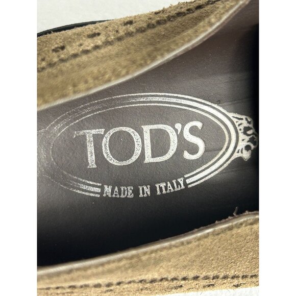 Tod's Men's Grigio Suede Wingtip Derby Lace-up Shoes in Beige - Sz 11 - Picture 6 of 9